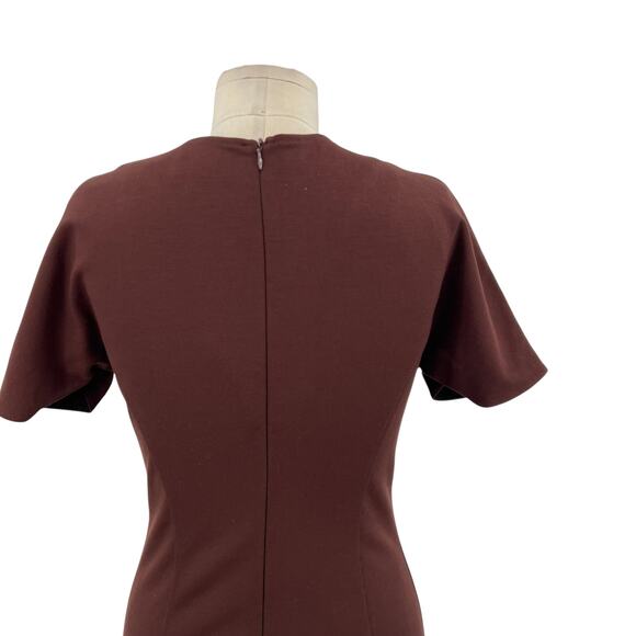 Ottod'Ame Cocoa Sheath Dress Pencil V-Neck Short Sleeve Brown Size US 4 - Picture 10 of 16